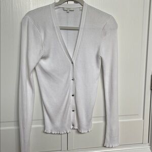 Vince White Ribbed Knit Cardigan size M